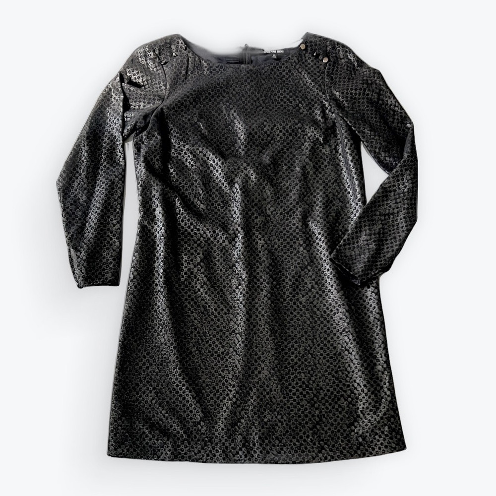 Gianni Bini Black Metallic Long Sleeve Dress Sz XS